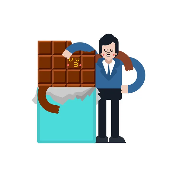巧克力情人 和巧克力棒的浪漫关系甜蜜的爱情 — 图库矢量图片