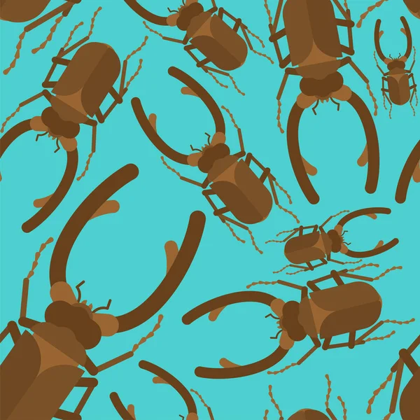Stag Beetle Pattern Seamless Beetle Large Mandibles Background Baby Fabric — Stockvector