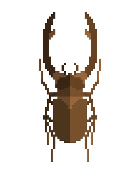 Stag Beetle Pixel Art Beetle Bit — Stockový vektor