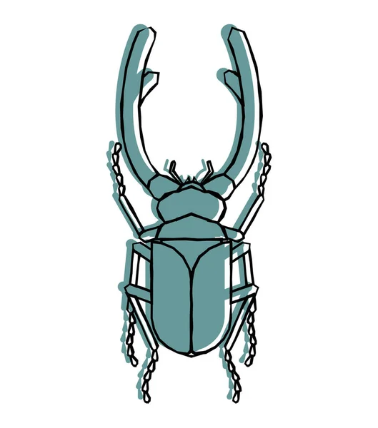 Stag Beetle Isolated Beetle Large Mandibles — Stockový vektor