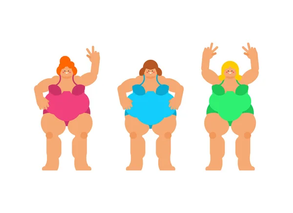 身体呈阳性 一个快乐的胖女人矢量说明 — 图库矢量图片