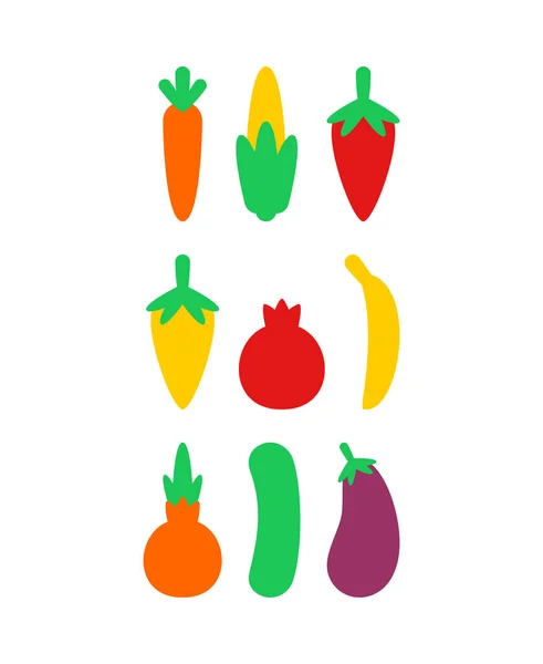 Légumes Mis Signe Icône Carottes Maïs Poivre Concombre — Image vectorielle