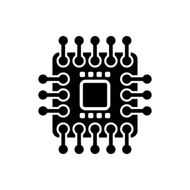 Bilgisayar mikroçip simgesi. Çip işlemci işareti. vektör illüstrasyonu