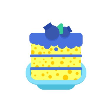 Çizgi film Sweets vektör çiziminde yaban mersinli kek parçası