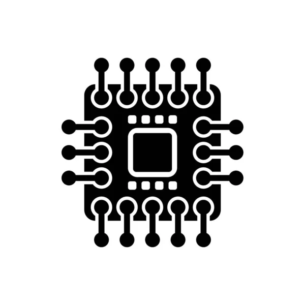 Datormikrochip Ikonen Chipprocessortecken Vektor Illustration — Stock vektor