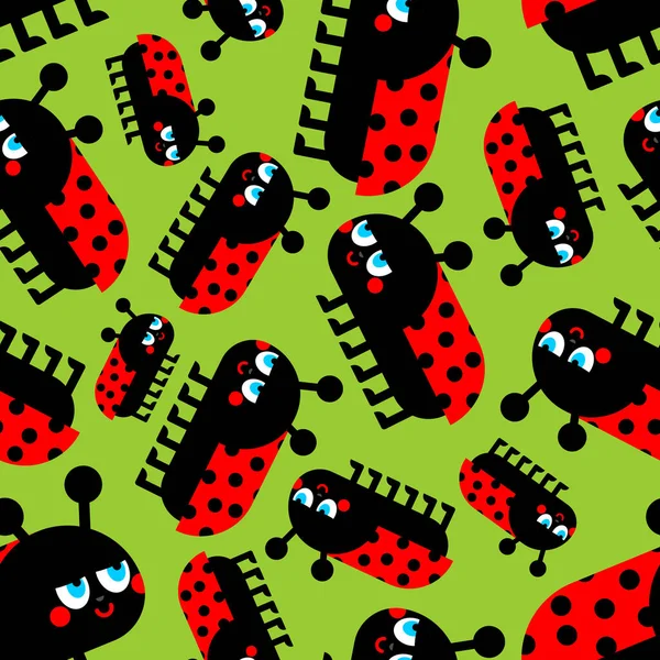 Ladybug Pattern Seamless Ladybird Background Red Bug Texture Baby Fabric — Stock Vector