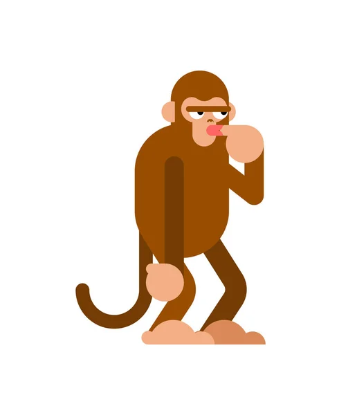 Macaco Pensa Isolado Macaco Está Espera Ilustração Vetorial — Vetor de Stock