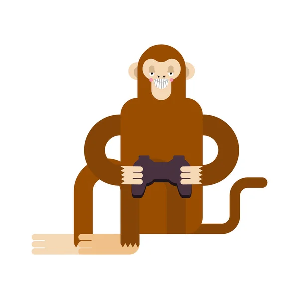 Neuralink Monkey Playing Video Game Artificial Intelligence Cyborg — Stock Vector