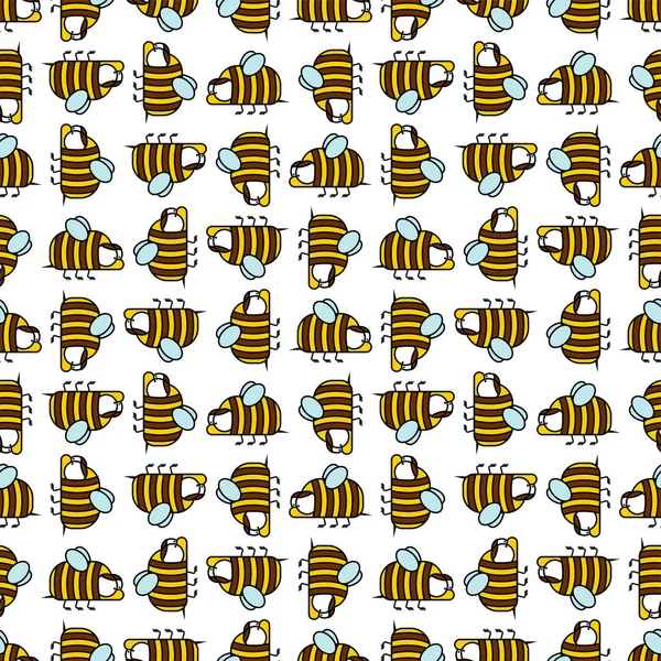 蜜蜂的图案天衣无缝蜜蜂和蜂箱的背景病媒 婴儿用品装饰品 — 图库矢量图片
