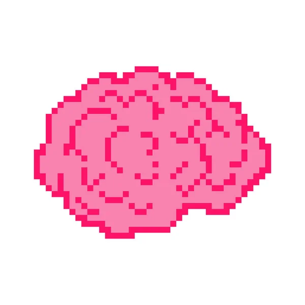 Arte Píxeles Cerebrales Bit Cerebro Pixelado Ilustración Vectorial — Vector de stock