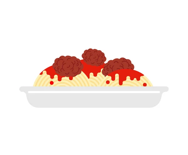 Pasta Con Albóndigas Aisladas Ilustración Del Vector Alimenticio — Vector de stock