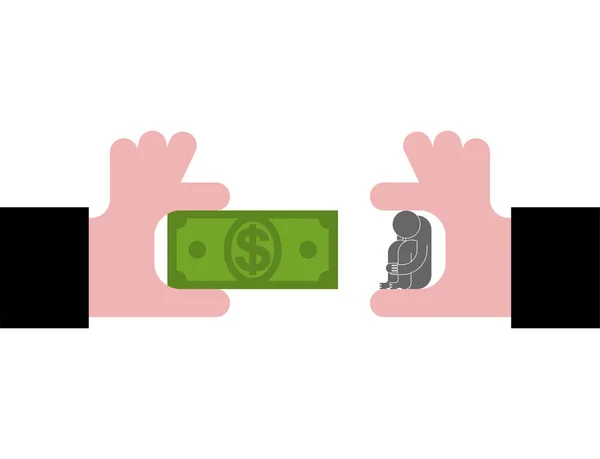 Výměna Peněz Osobu Šéf Big Hand Drží Peníze Koncepce Nákup — Stockový vektor
