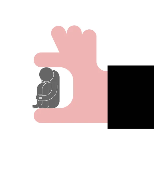Big Hand Tient Petit Homme Boss Concept Subordonné — Image vectorielle
