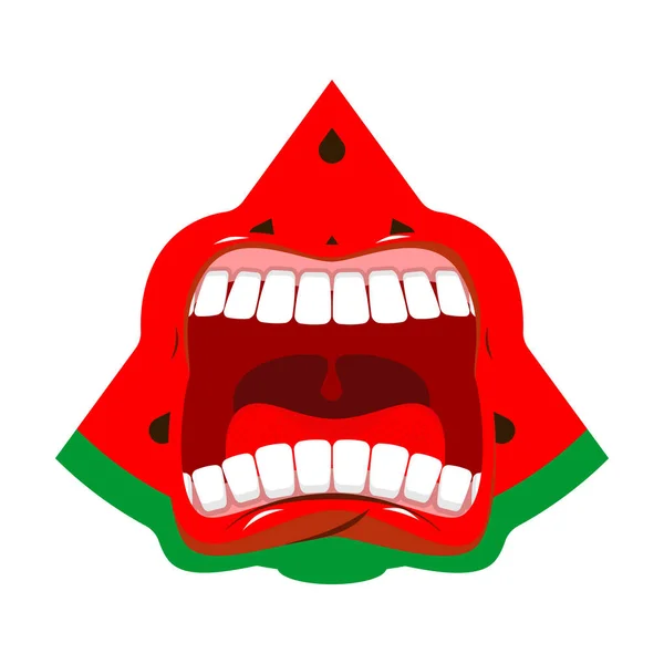 Wütende Wassermelonen Schreien Vereinzelt Böse Fruchtvektorillustration — Stockvektor