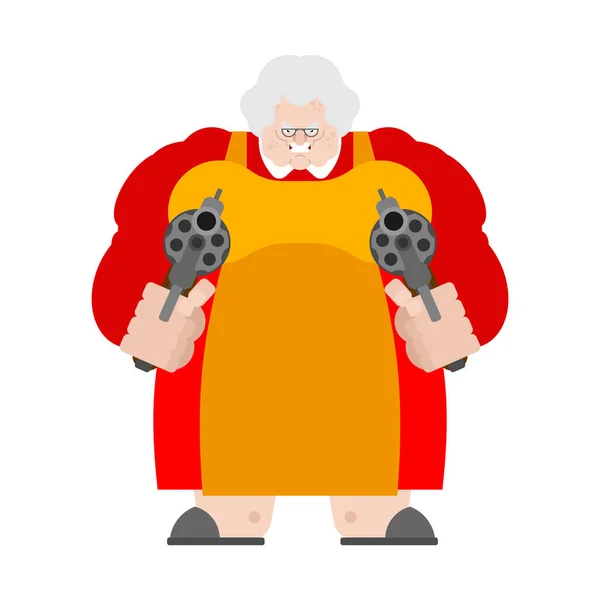 Grandma Gun Old Woman Weapon — Stock Vector