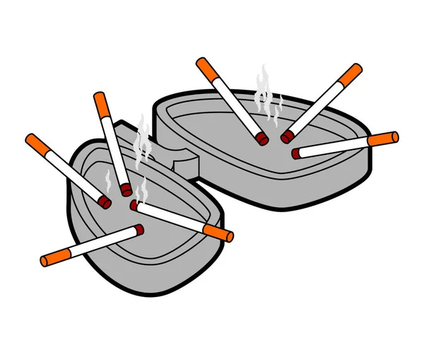 Polmoni Posacenere Mozziconi Sigaretta Illustrazione Vettoriale — Vettoriale Stock