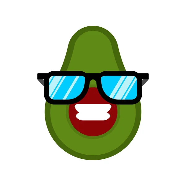 Aguacate Con Gafas Aisladas Aguacate Fresco Vector Ilustración — Vector de stock