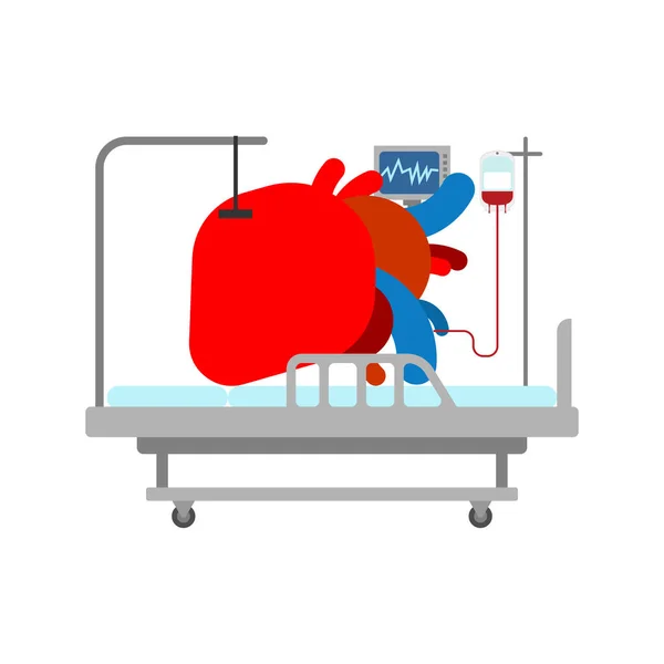 Szívkezelés Nagy Szív Pihen Orvosi Ágy — Stock Vector