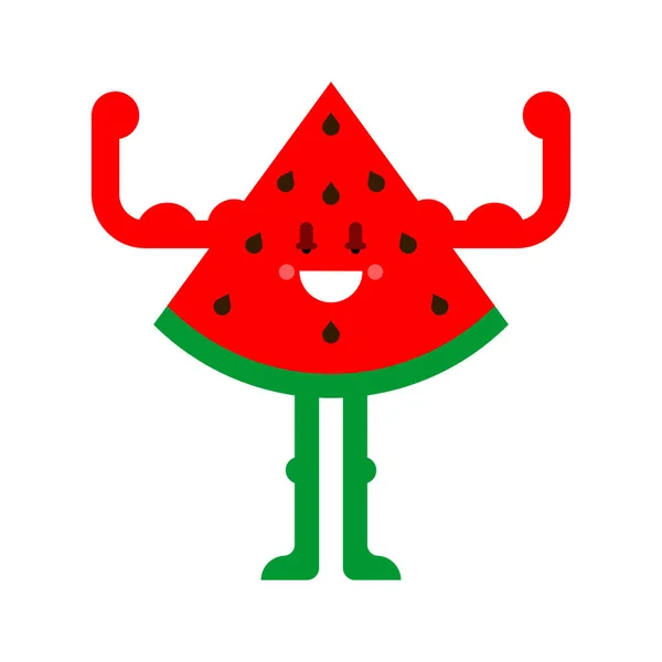 Melancia Forte Fruta Poderosa Comida Saudável Ilustração Dos Desenhos Animados —  Vetores de Stock