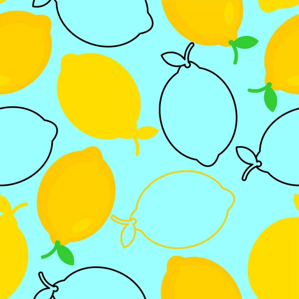 Lemon Pattern Seamless Fruit Background Summer Texture — Stock Vector