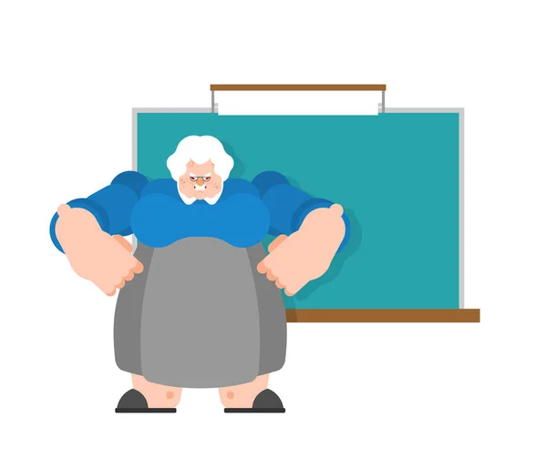 Rozzlobený Starý Učitel Nespokojená Stará Žena Vektorová Ilustrace Pro Září — Stockový vektor