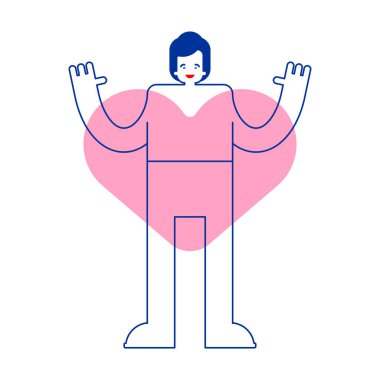 Aşık bir adam. Yürekli bir adam. vektör illüstrasyonu