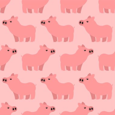 Domuzcuk desenli dikişsiz. Pembe Domuz arka planı. Çiftlik hayvanı vektör dokusu
