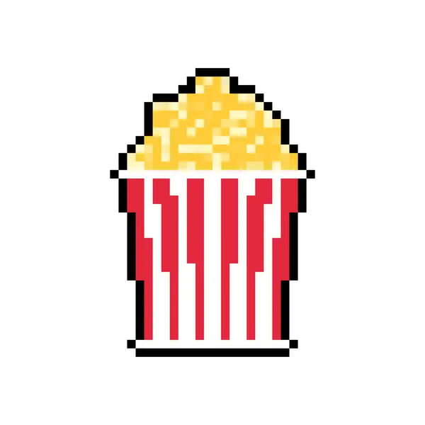 Popcorn Pixel Art Isolated Bit Sweetness Vector Illustration — Stockvector
