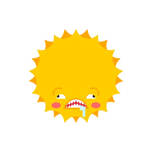 Crazy Sun Cartoon Isolated Sign Vector Illustration — Wektor stockowy