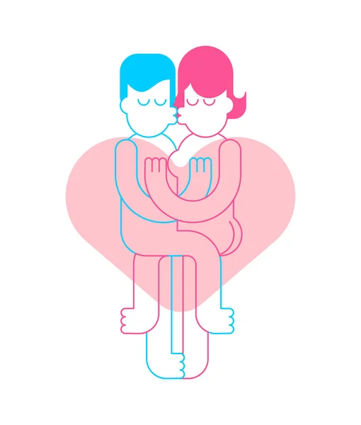 Casal Apaixonado Sentir Amor Ilustração Vetorial —  Vetores de Stock