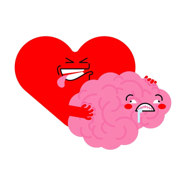 Srdce Mozek Mozkový Styk Pocity Emoce Rozmnožují Vektorová Ilustrace — Stockový vektor