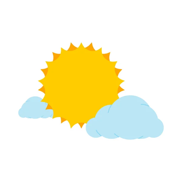 Sole Nube Isolati Illustrazione Vettoriale Meteo — Vettoriale Stock