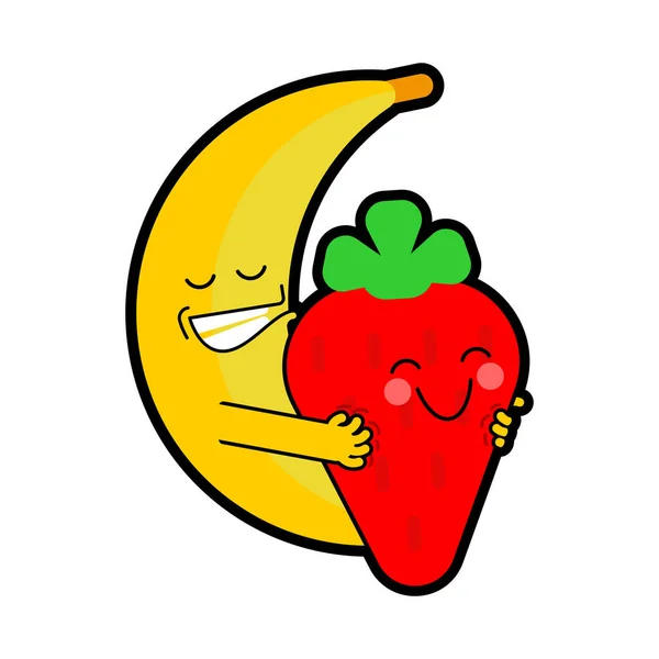 Banana Strawberry Sex Fruit Intercourse Fruits Reproduction Vector Illustration — Stockvector