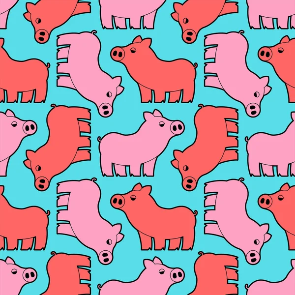 Piglet Pattern Seamless Pink Pig Background Farm Animal Vector Texture — Stockvector