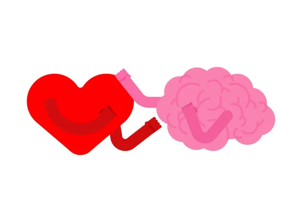 Srdce Mozek Bojují Izolovaně Láska Odolnost Mozku Vektorová Ilustrace — Stockový vektor
