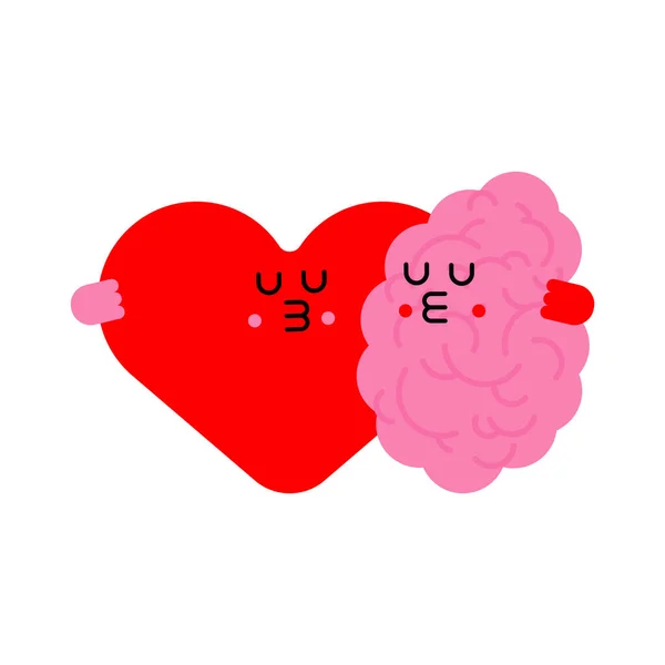 Kalp Beyin Kucaklaşması Romantik Bir Ilişki Aşk Çizimi — Stok Vektör