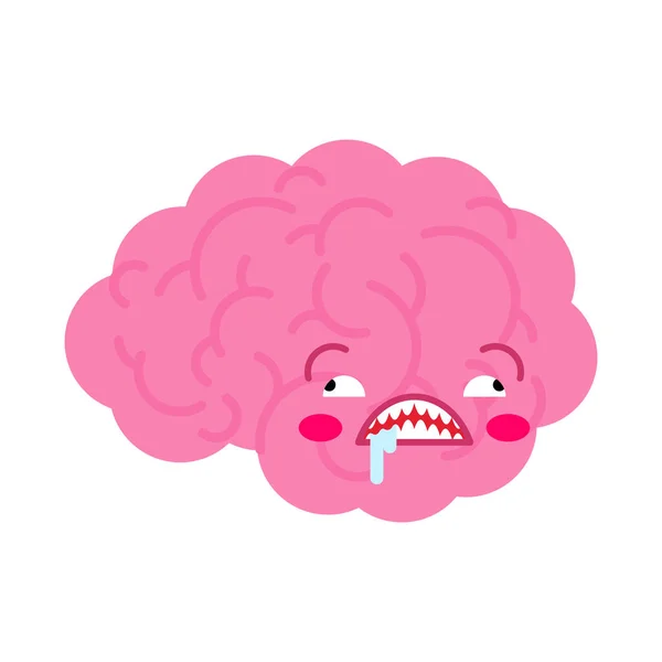 Cerebro Loco Dibujos Animados Aislados Ilustración Del Vector Del Cerebro — Vector de stock