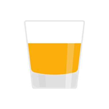 Bardakta viski izole edilmiş. Alkol vektör illüstrasyonu