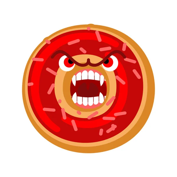 Donut Monster Isolerad Fruktansvärd Sötma Vektor Illustration — Stock vektor