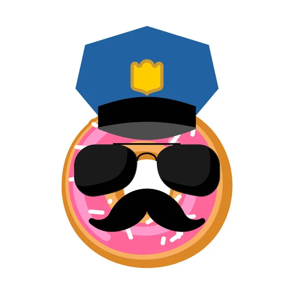 Donut Cop Isoliert Donut Polizist Vektorillustration — Stockvektor