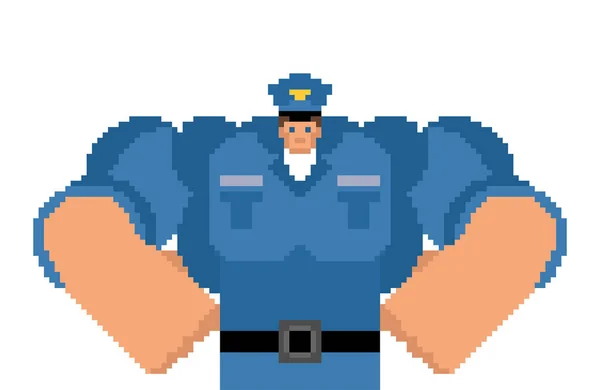 Polícia Pixel Art Polícia Pixelizado Polícia Bits Ilustração Vetorial — Vetor de Stock