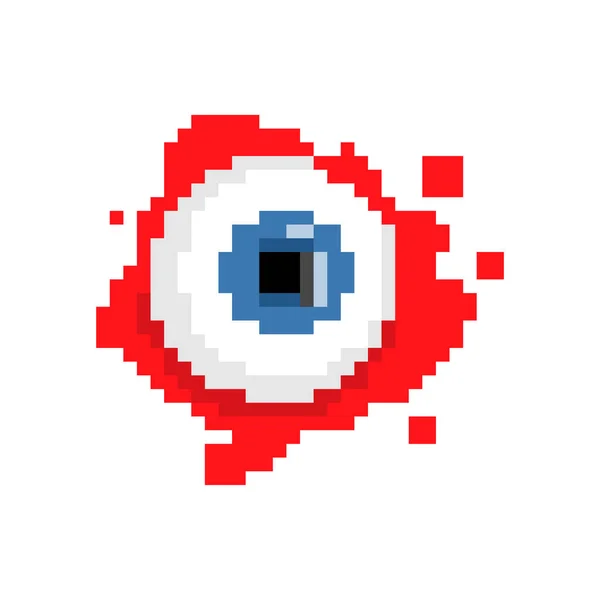 Pixel Art Globe Oculaire Oeil Sang Bits Illustration Vectorielle Halloween — Image vectorielle