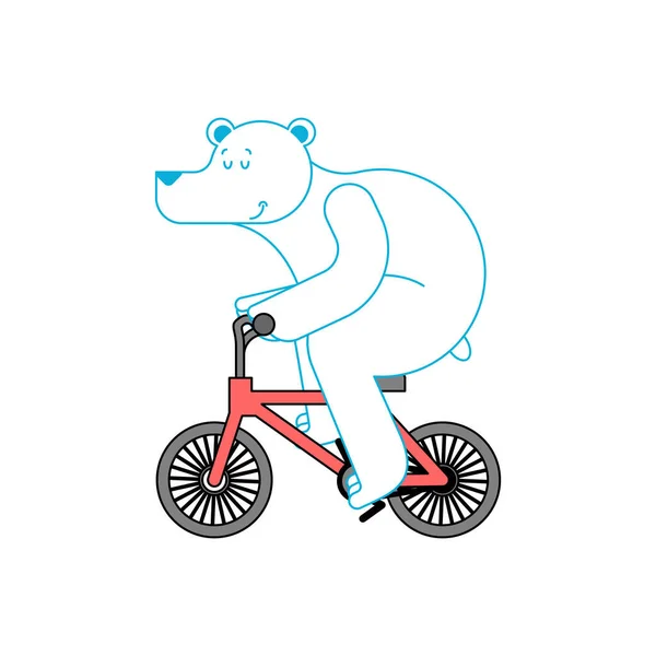Eisbär Auf Fahrrad Bestie Fährt Fahrrad Zeichentrickfilm Für Kinder — Stockvektor