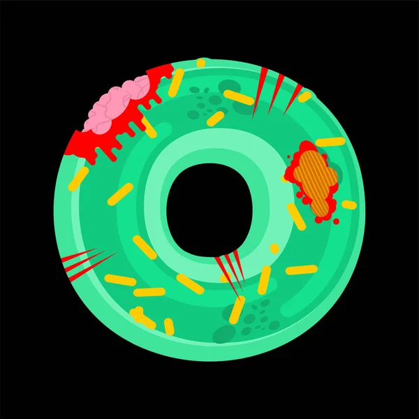 Zombie Donut Isoliert Die Süße Der Toten Grünes Monsterfutter — Stockvektor