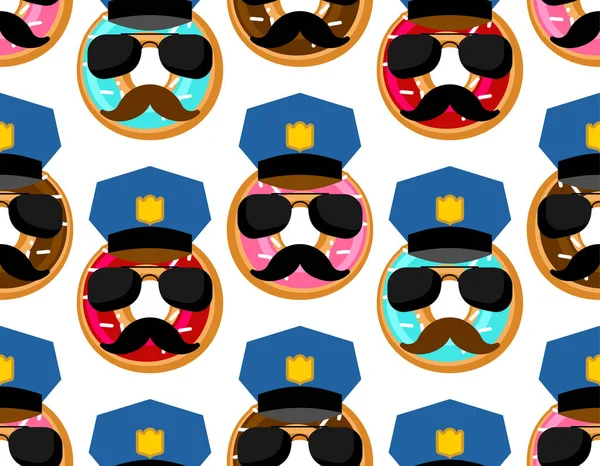Donut Cop Muster Nahtlos Donut Polizist Hintergrund Vektorstruktur — Stockvektor