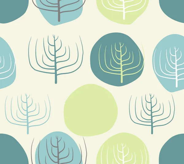 Dry branches and circles seamless patettrn. Vector retro floral — Stok Vektör
