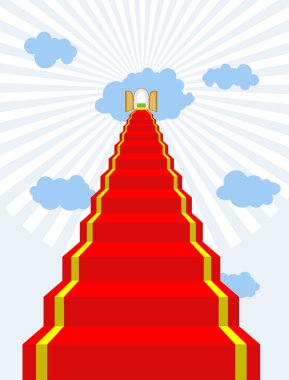 Stairway to paradise. Red carpet into sky. Gates of paradise. Do