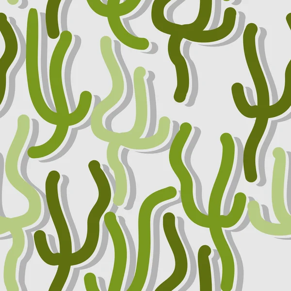 Green algae seamless pattern. Vector background of underwater pl — Stok Vektör