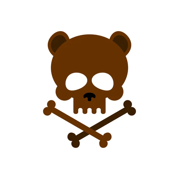 Cute bear skull with bones. Honey bear  good skeletons head, kin — Stock Vector