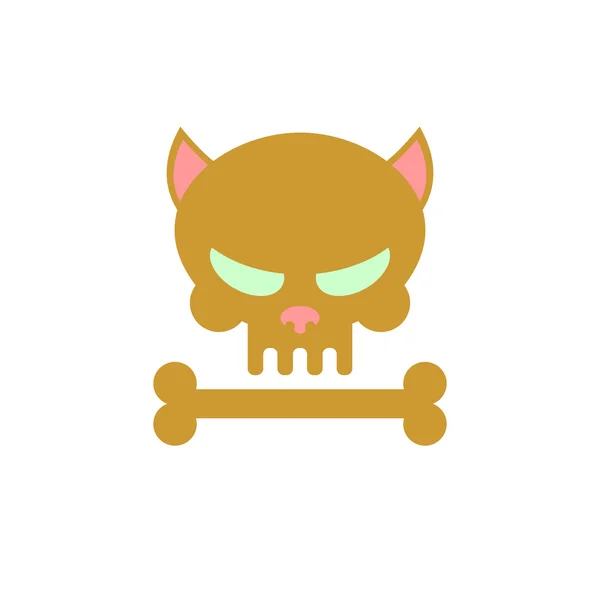 Cat skull with bones. Head skeleton of a kitty. Logo, emblem for — Stock vektor